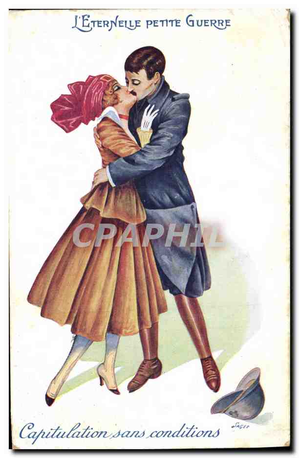 CPA Fantaisie Illustrateur Xavier Sager Femme L'eternelle petite guerre Militaria