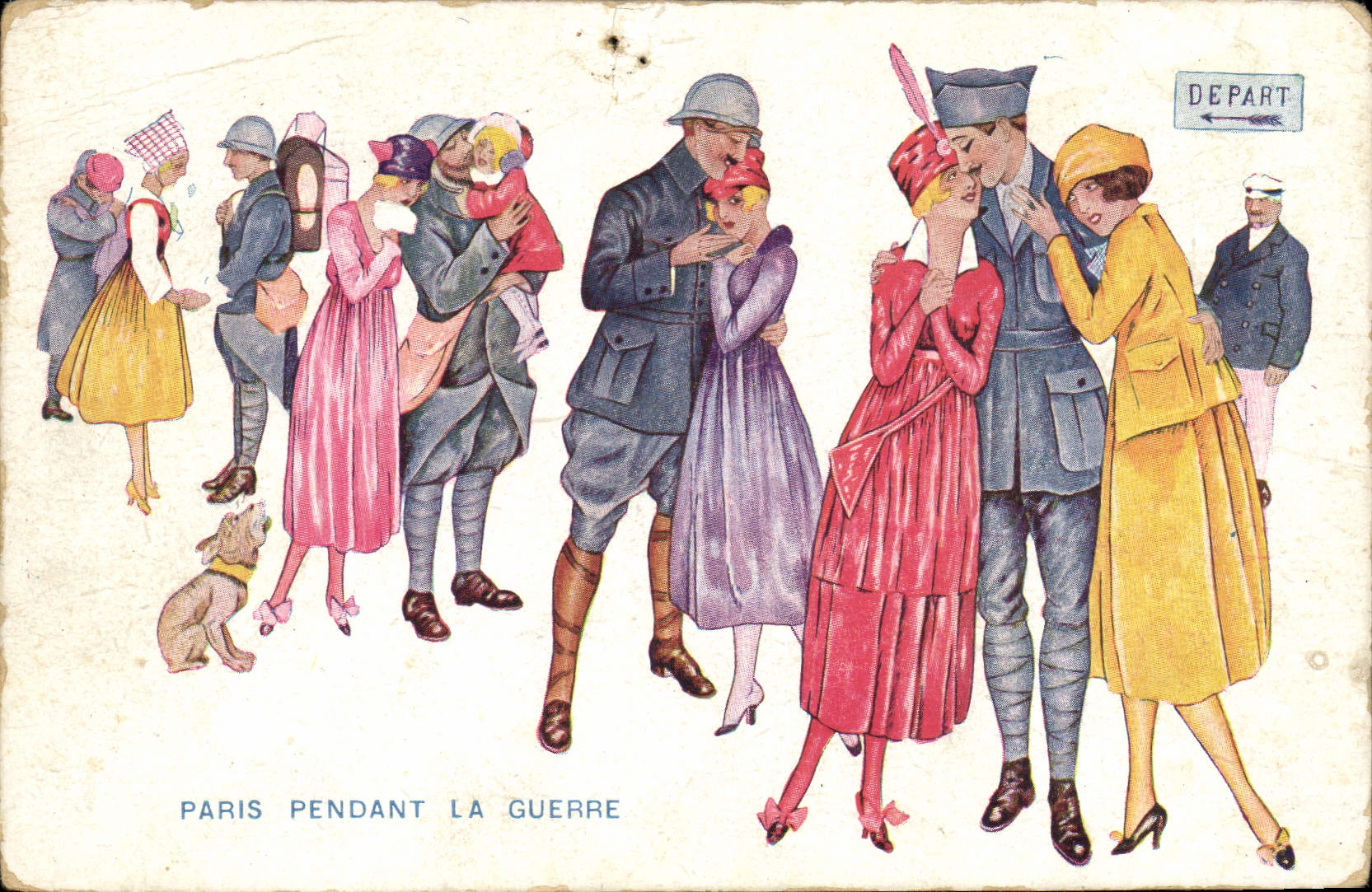 CPA Fantaisie Illustrateur Xavier Sager Femme Paris pendant la guerre Militaria