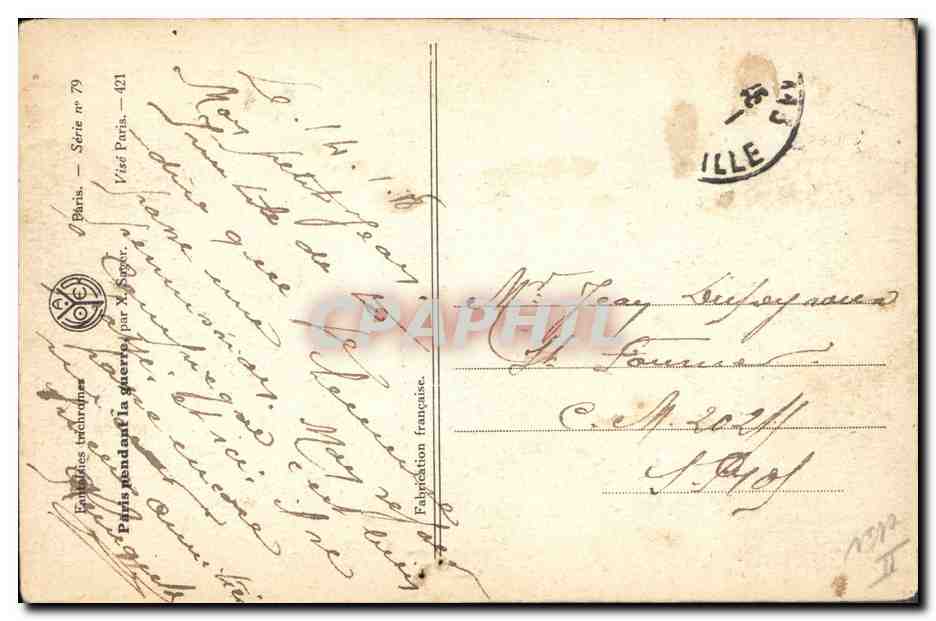CPA Fantaisie Illustrateur Xavier Sager Femme Paris pendant la guerre Militaria — Rückseite