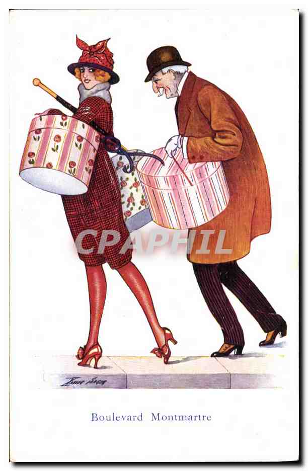 CPA Fantaisie Illustrateur Xavier Sager Femme Boulevard Montmartre Paris