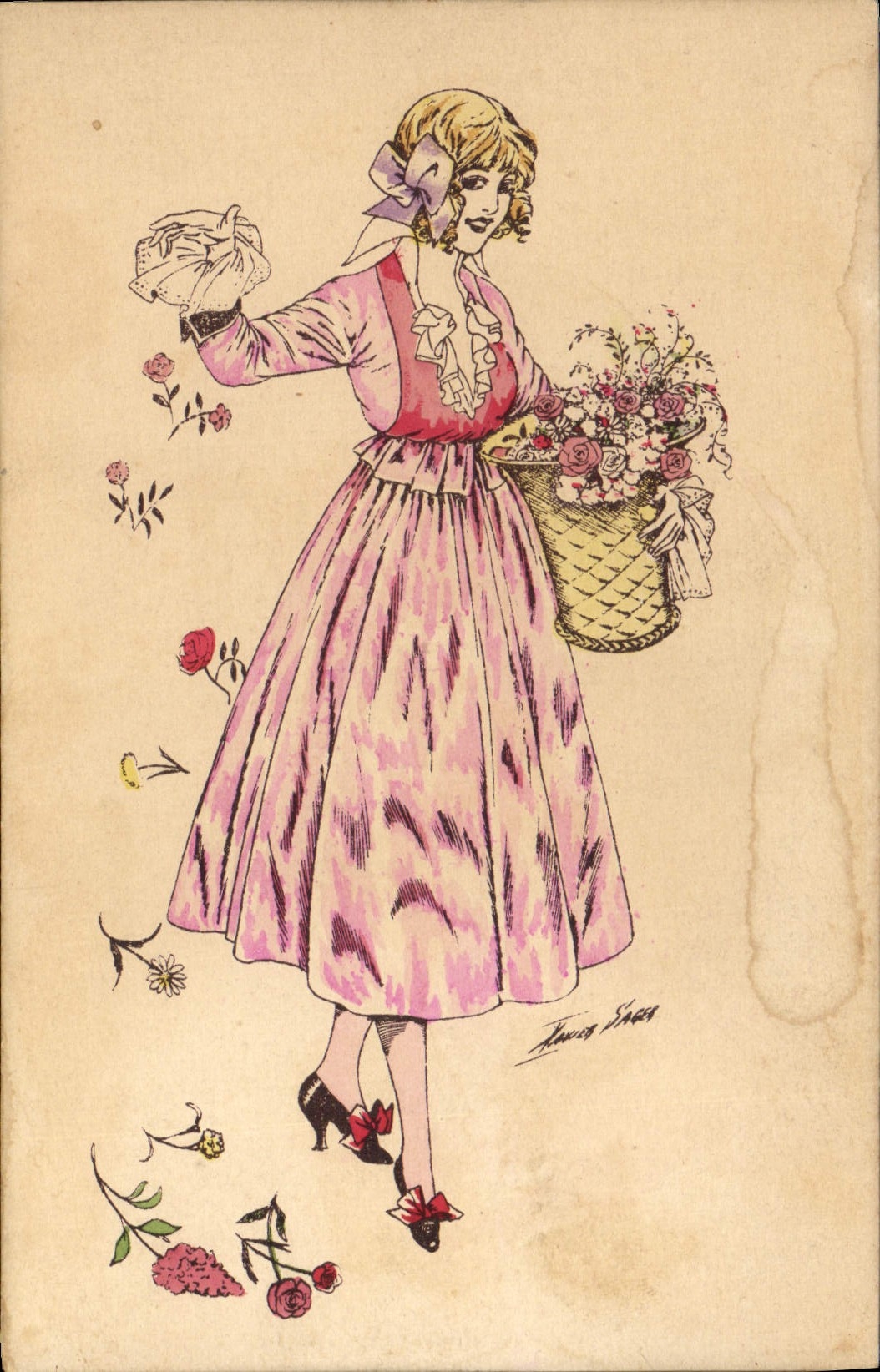 CPA Fantaisie Illustrateur Xavier Sager Femme 