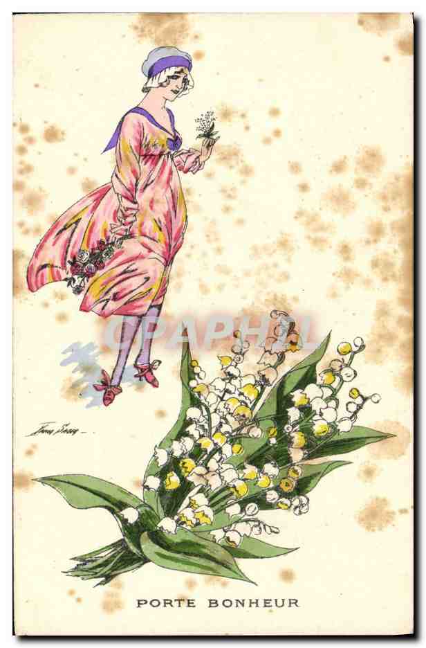 CPA Fantaisie Illustrateur Xavier Sager Femme Porte bonheur