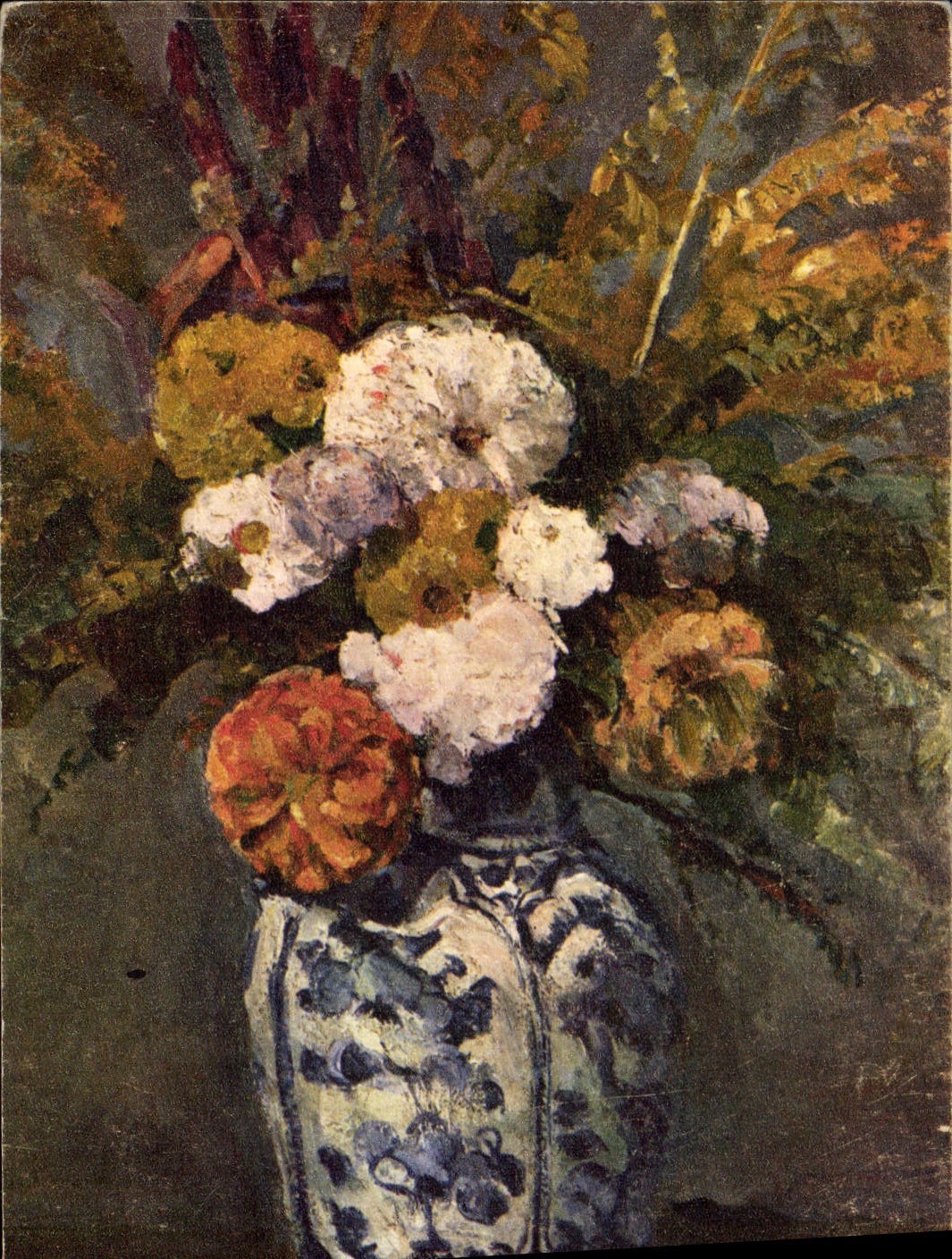 CPA Fantaisie Fleurs Paul Cezanne Dahlias Musee du Louvre Paris