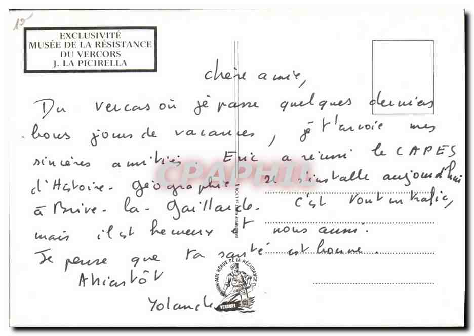 CPM Militaria La Chapelle en Vercors Le village Duaphine Vassieux en Vercors Saint Agnan en Vercors Musee de la Resistance — Rückseite