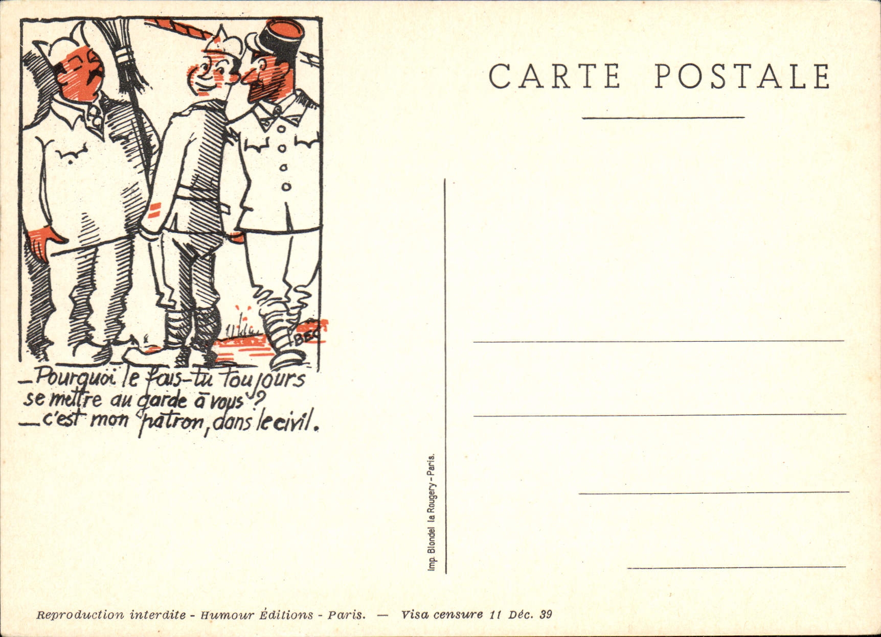 Soldats et civil — humour militaire — Humour Éditions, Paris