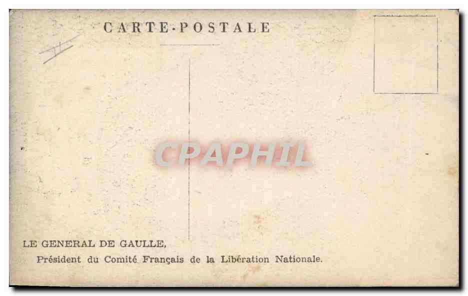 CPM Militaria General de Gaulle President du Comite Francais de la Liberation Nationale — Rückseite