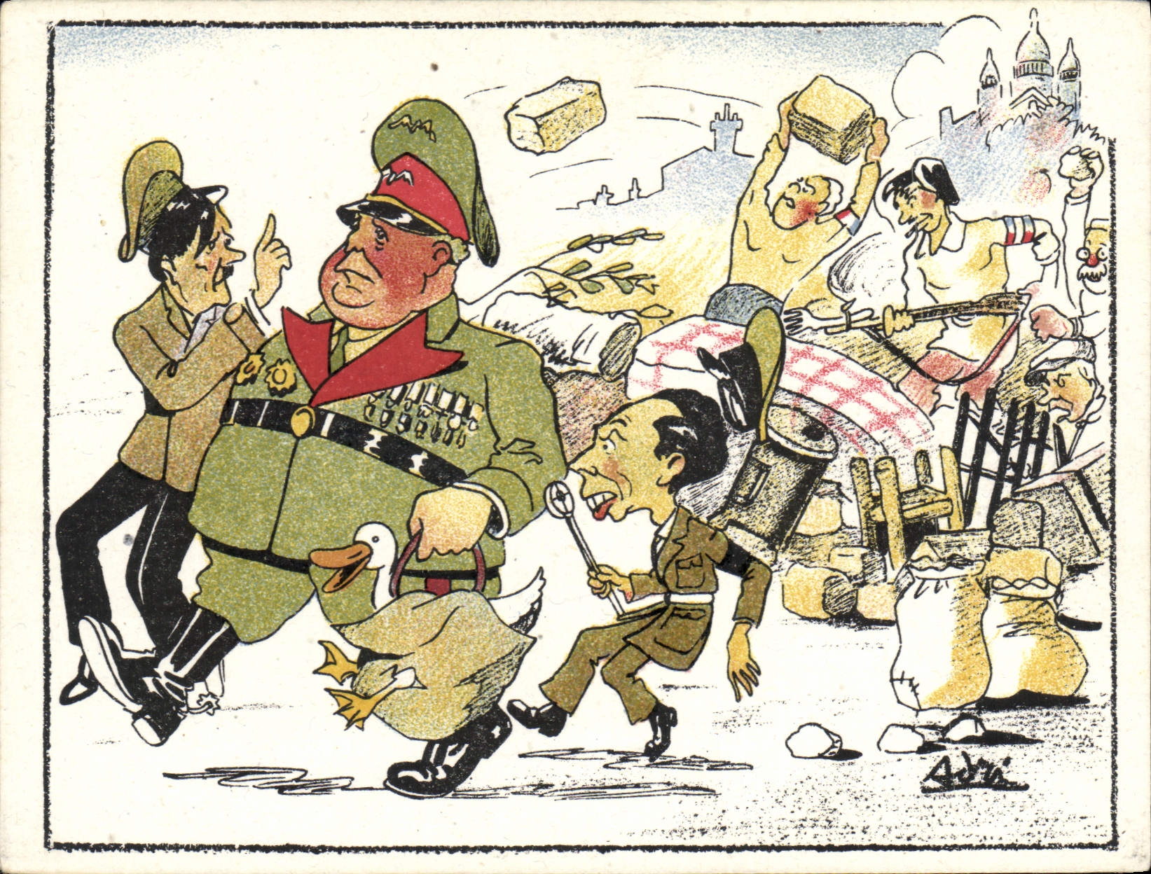 Caricatura di soldati tedeschi — editore CPAPHIL, numero di serie non visibile