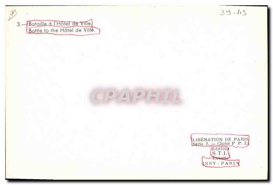 Bataille à l'Hôtel de Ville — Libération de Paris — Éditions S.T.L, Issy-Paris — Reverso