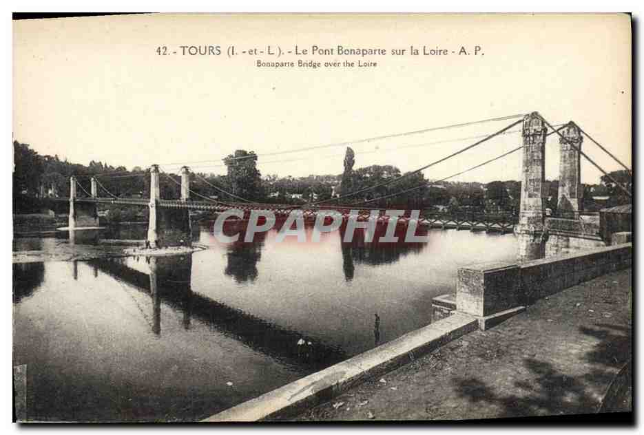 CPA Pont Bonaparte sur la Loire Tours 