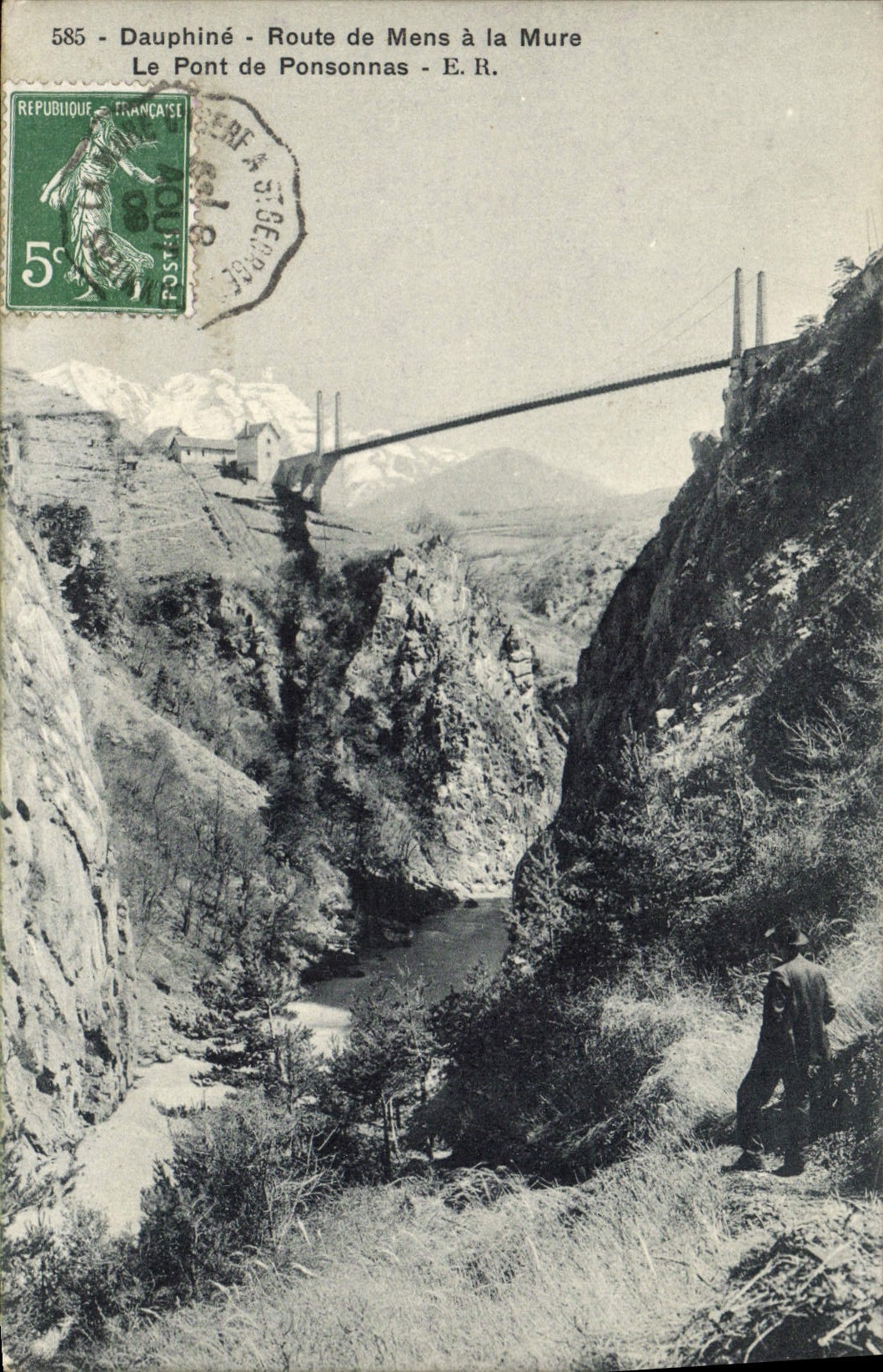 CPA Pont de Ponsonnas Dauphine Route de Mens a la Mure 