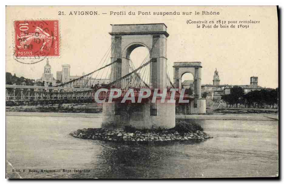 CPA Pont Avignon Profil du pont suspendu sur le Rhone