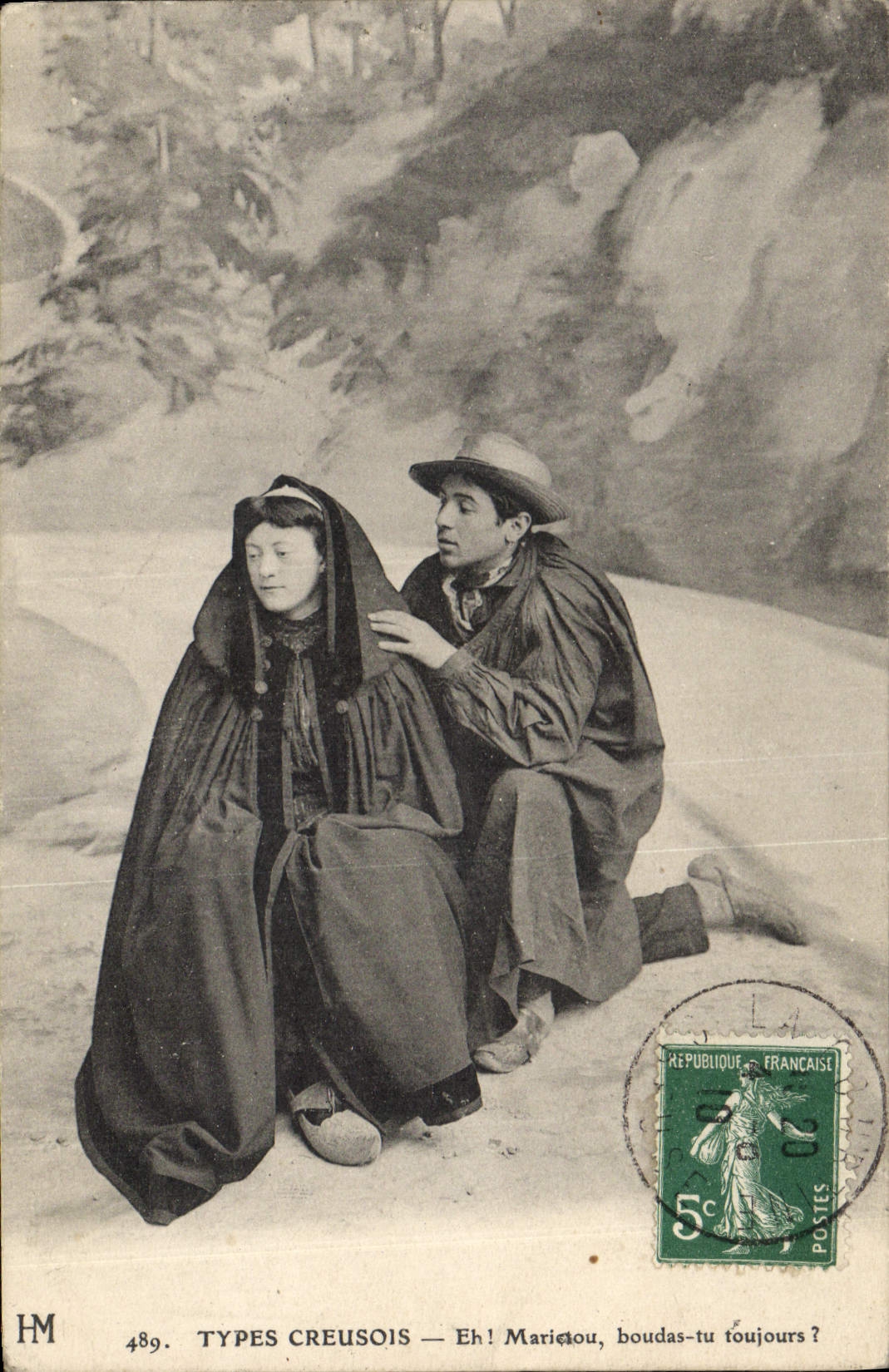 CPA Folklore Types Creusois 