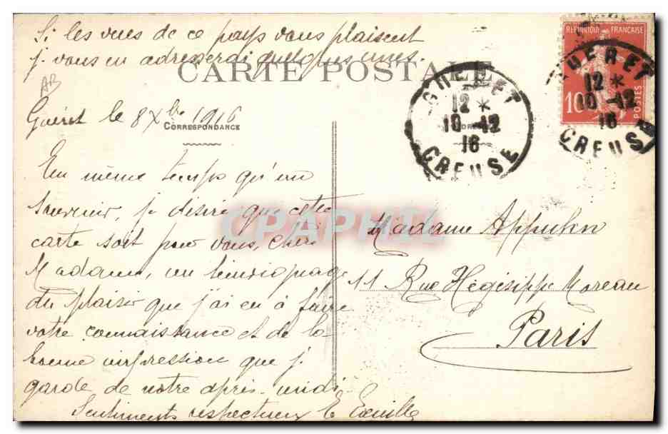 CPA Folklore au Pays Marchois Au marche la bise enrhume  — Verso