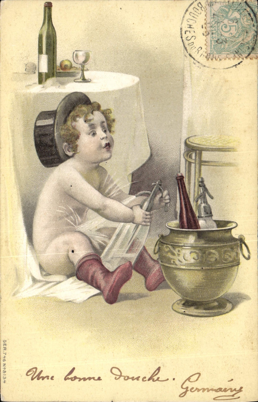 Bébé dans une douche — éditeur Bouche & Cie, n° SER 746 N°23134