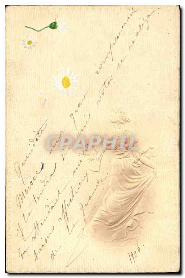CPA Fantaisie Fleurs Femme (en relief) 