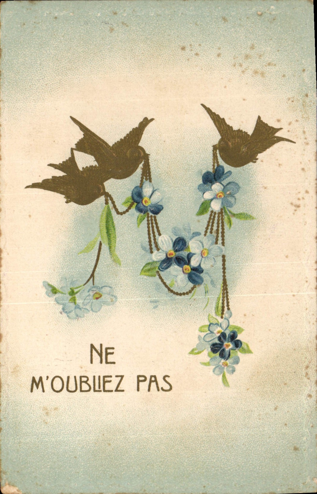 CPA Fantaisie Fleurs Oiseaux 