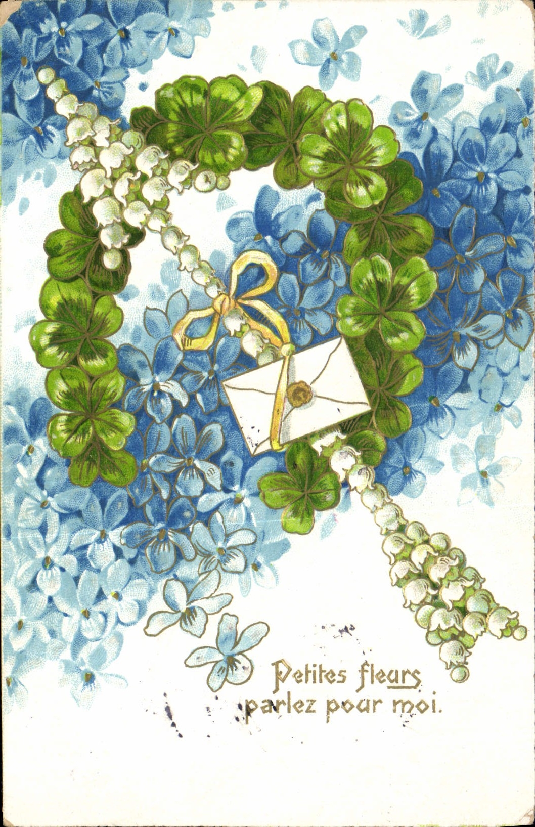 CPA Fantaisie Fleurs Trefles 