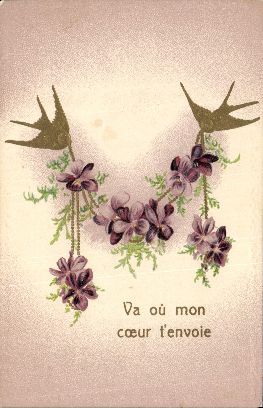 CPA Fantaisie Fleurs Oiseaux 