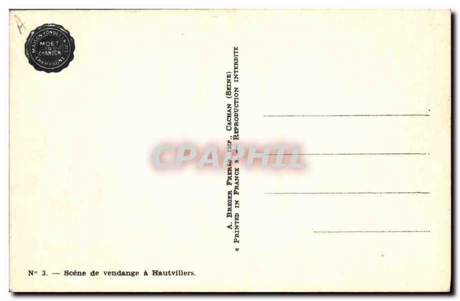 Scène de vendange à Hautvillers — Moët & Chandon — N° 3 — Verso