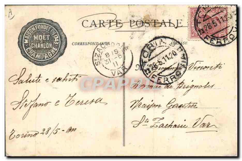 Pressurage — Exposition de Turin 1911 — Phot. Ch. - Imp. Ed. Epernay — Achterkant