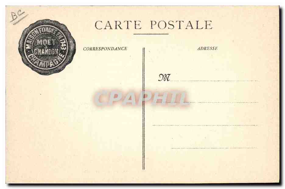 Moët & Chandon — Emmagasinement des Vins en Fûts — Phot. Em. Choque, Impr. & Édit. Epinal — Verso