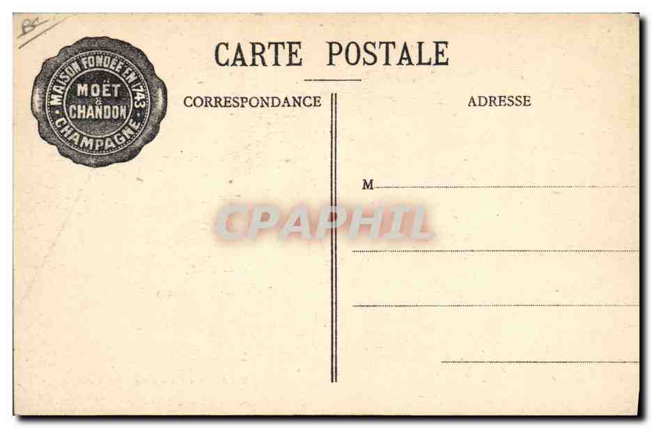 Rangement des Vins en Bouteilles — Moët et Chandon — Imp. Cheque, Epernay — Verso