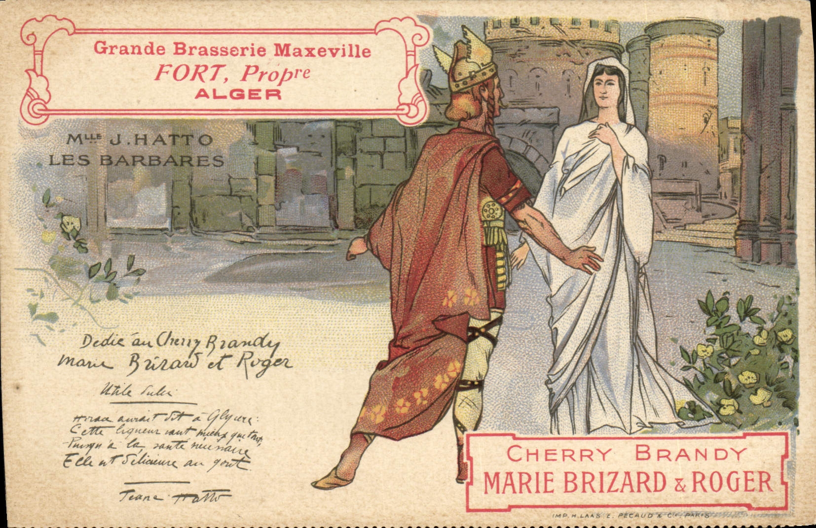 CPA Publicite Grande Brasserie Maxeville Fort Alger Algerie Cherry Brandy Marie Brizard & Roger 