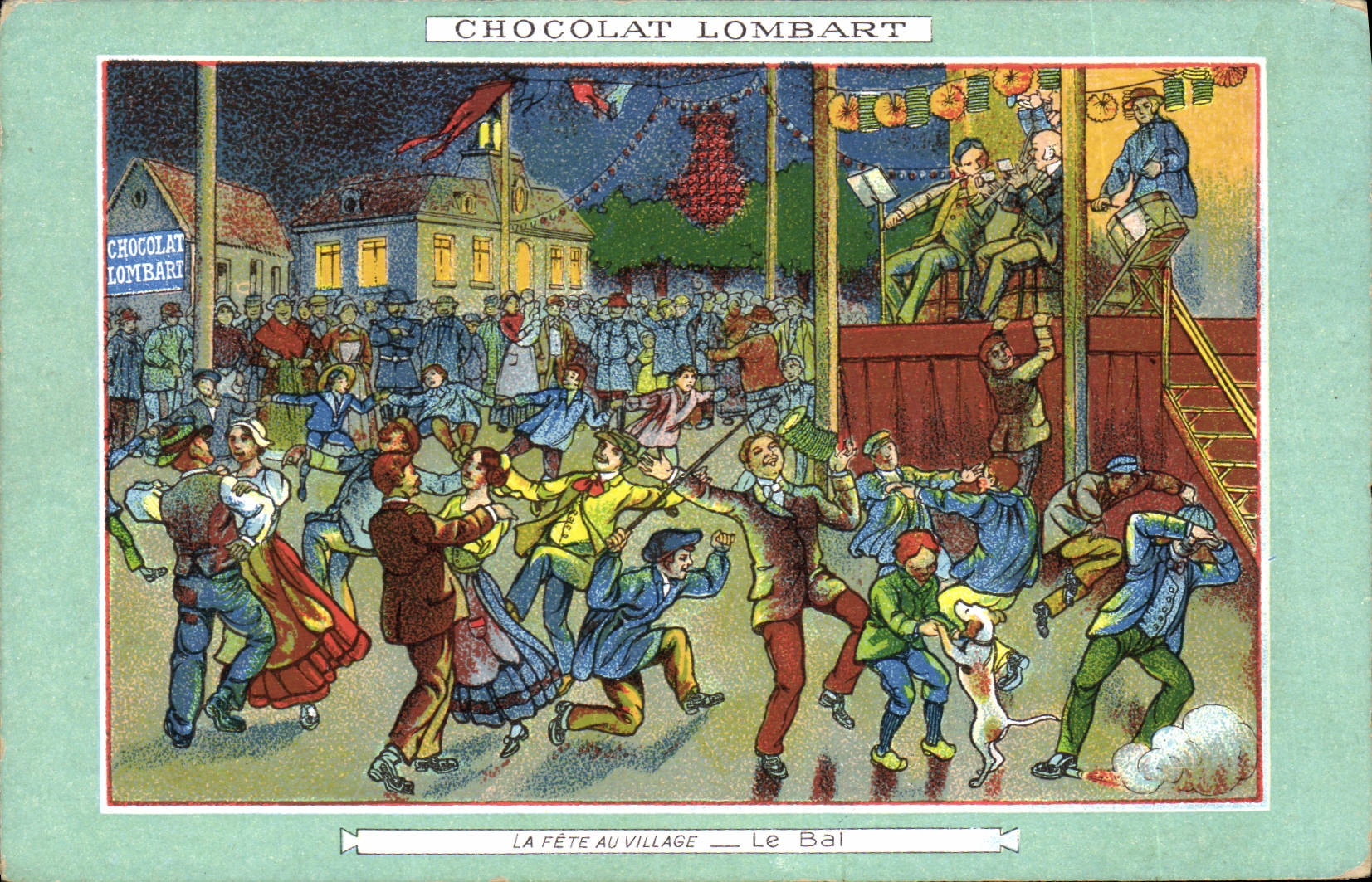 CPA Publicite Chocolat Lombart La fete au village Le bal 