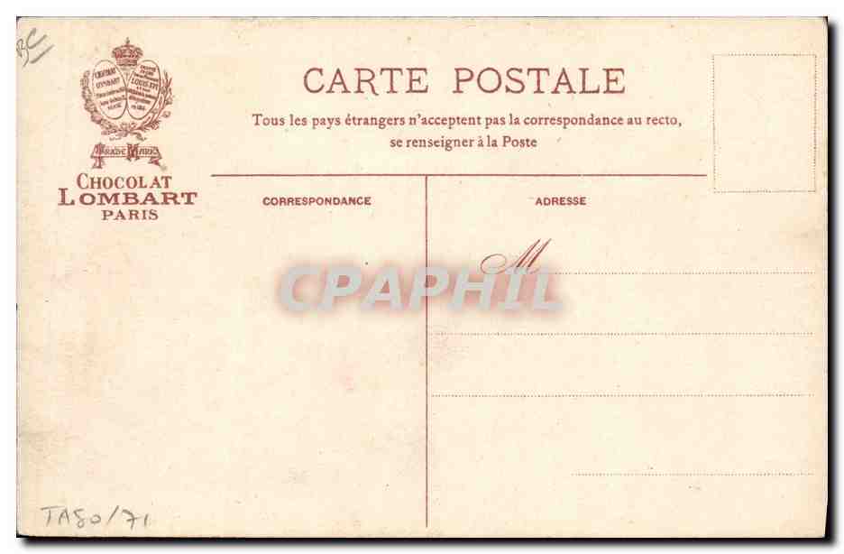 CPA Publicite Chocolat Lombart La fete au village Le bal  — Verso