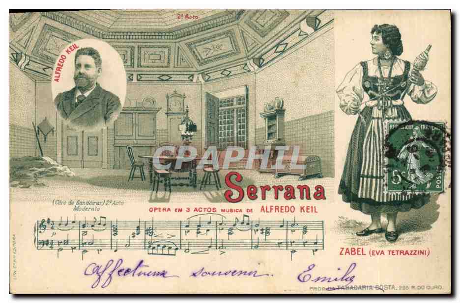 CPA Publicite Serrana Opera de Alfredo Keil Zabel Eva Tetrazzini 
