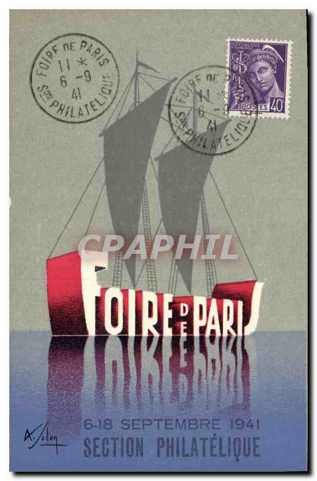 CPA Publicite Foire de Paris Septembre 1941 Section Philatelique 