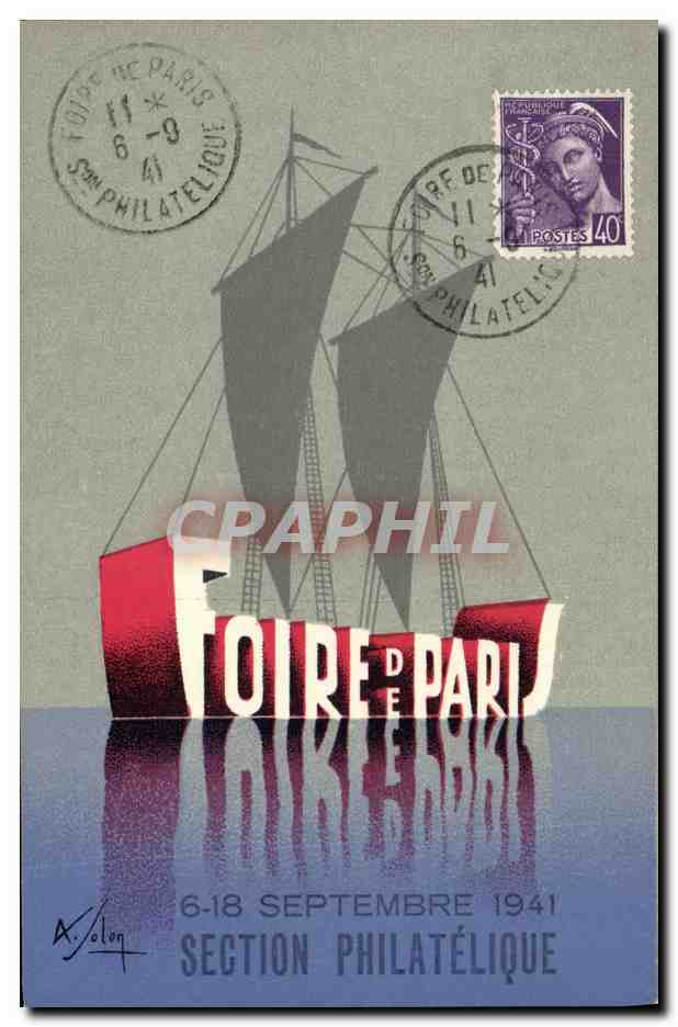 CPA Publicite Foire de Paris Septembre 1941 Section Philatelique 