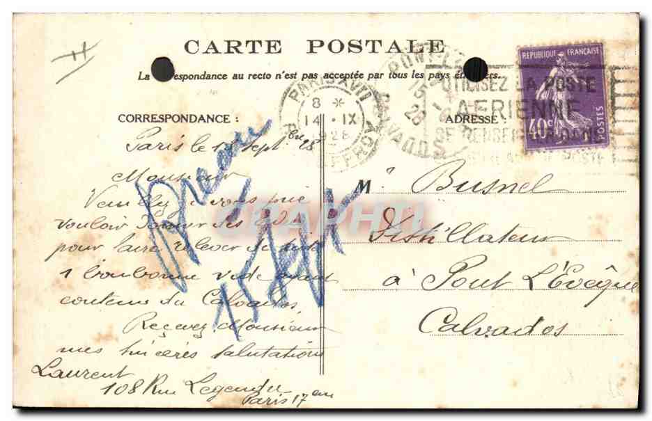 CPA Publicite Raspail Femme  — Verso