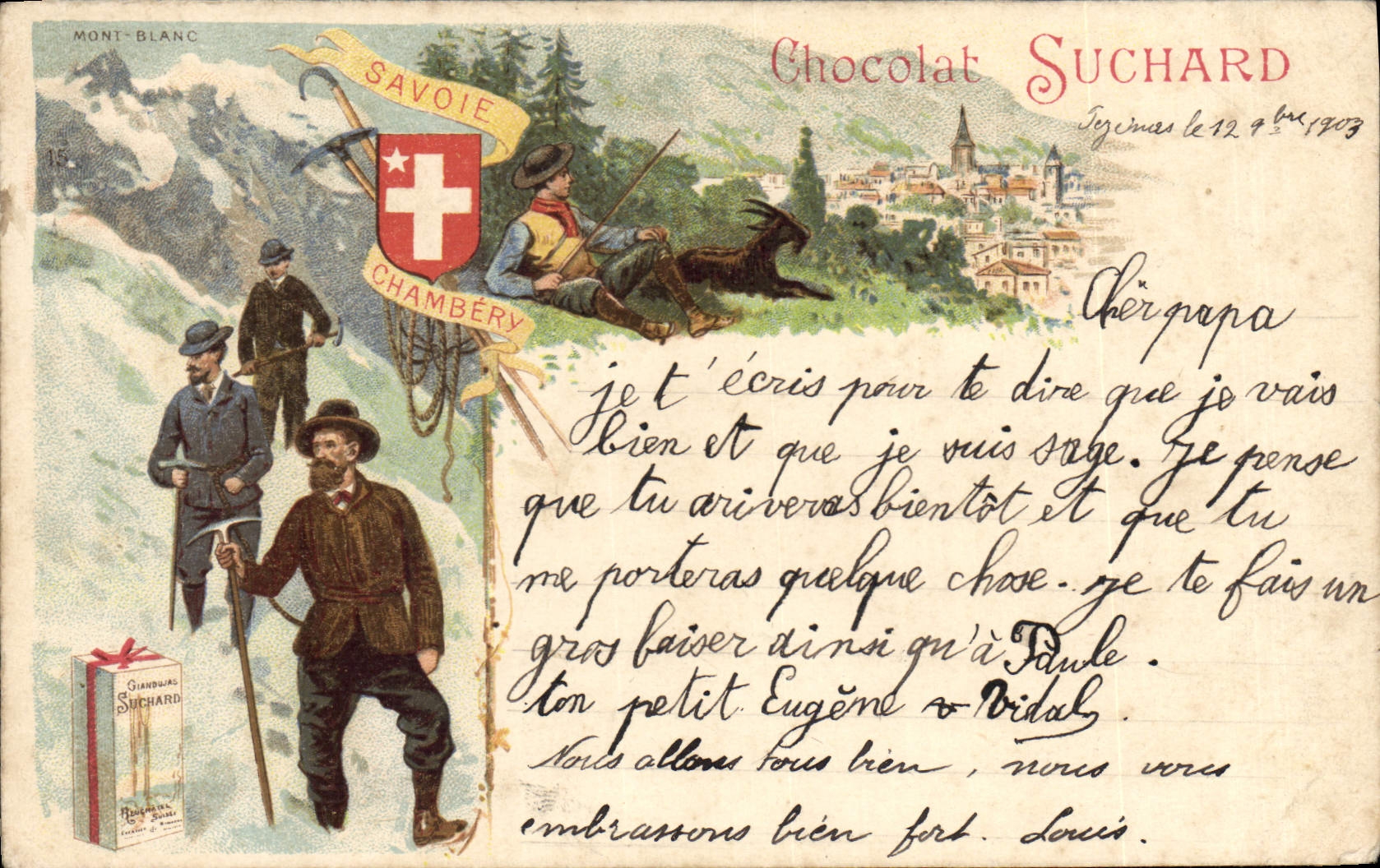 CPA Publicite Chocolat Suchard Chevre Chambery Savoie 
