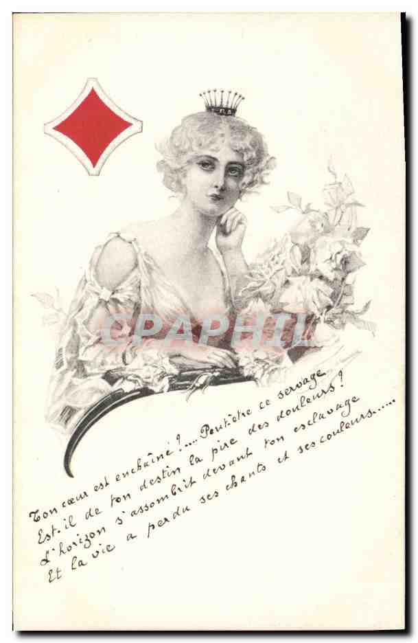 CPA Fantaisie Illustrateur Femme Carreau Carte 