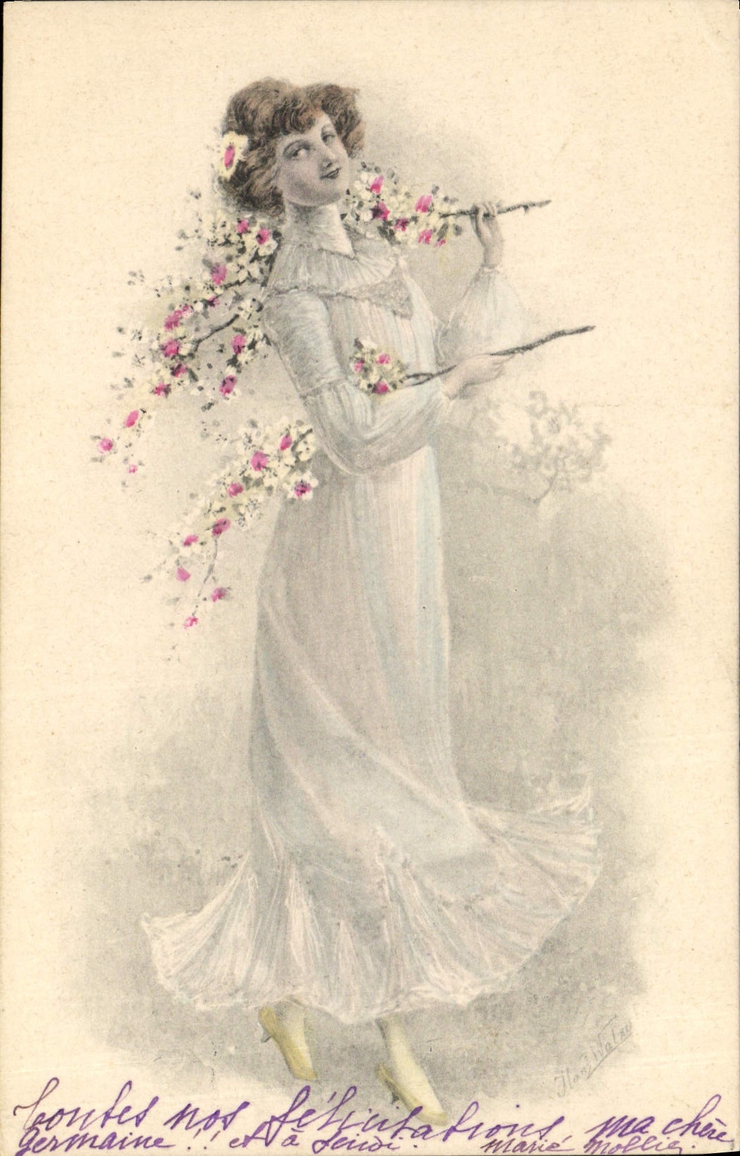 CPA Fantaisie Illustrateur Femme 