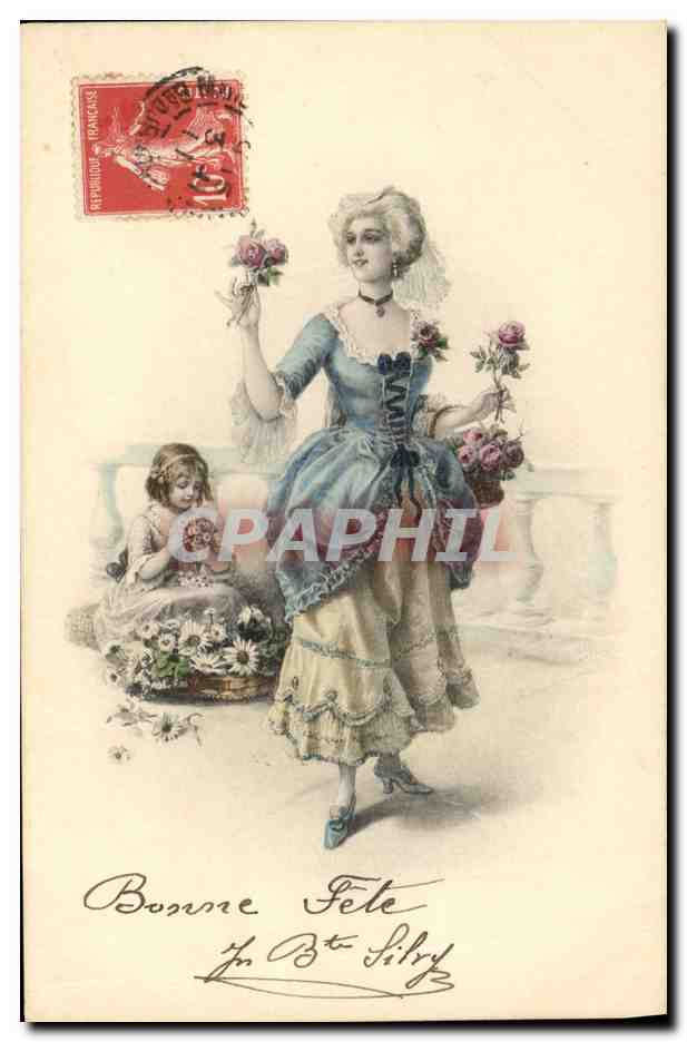 CPA Fantaisie Illustrateur Femme Enfant 