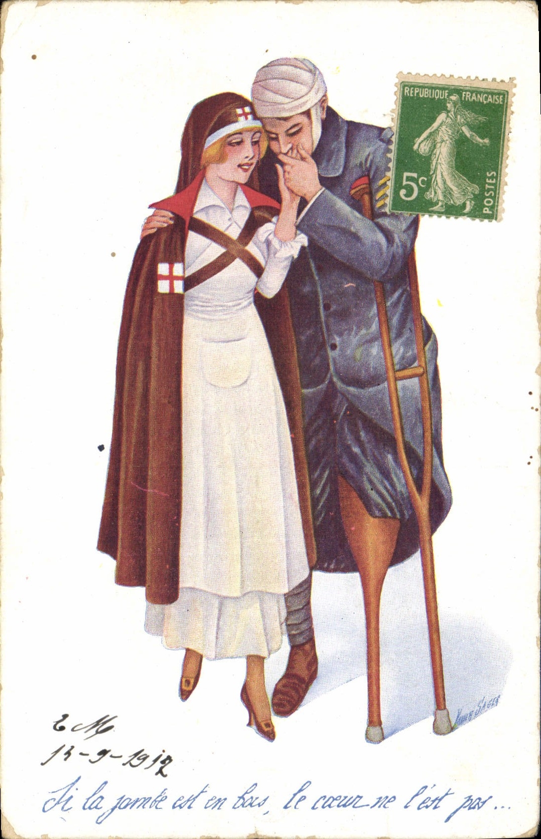 CPA Fantaisie Illustrateur Femme Infirmiere Croix Rouge Militaria 