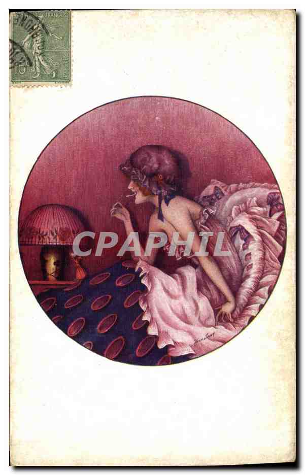 CPA Fantaisie Illustrateur Femme Cigarette Tabac 