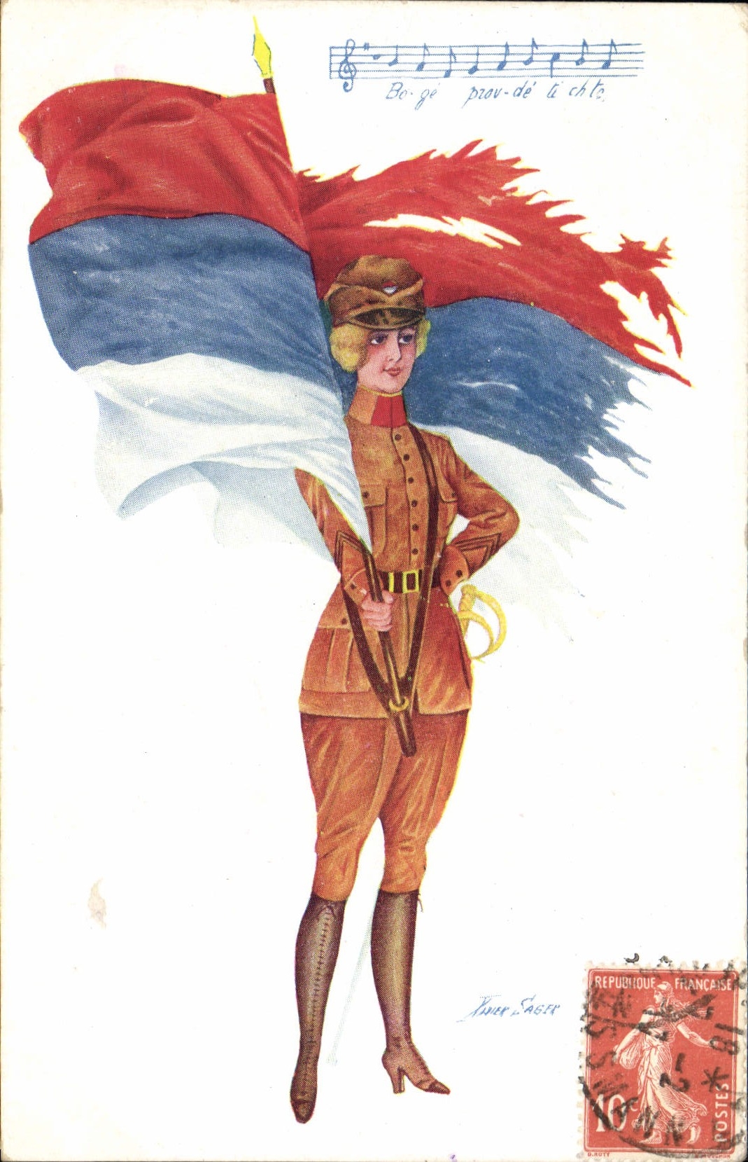 Femme soldat — France — éditeur Fantaisies Trichromes, n°23