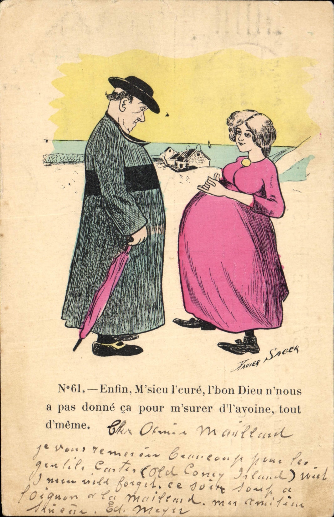 CPA Fantaisie Illustrateur Sager Femme Cure 
