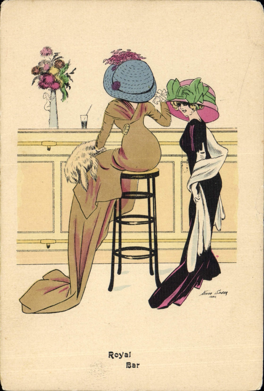Royal Bar — illustration de deux femmes élégantes — J. S. Sheeg (1909)