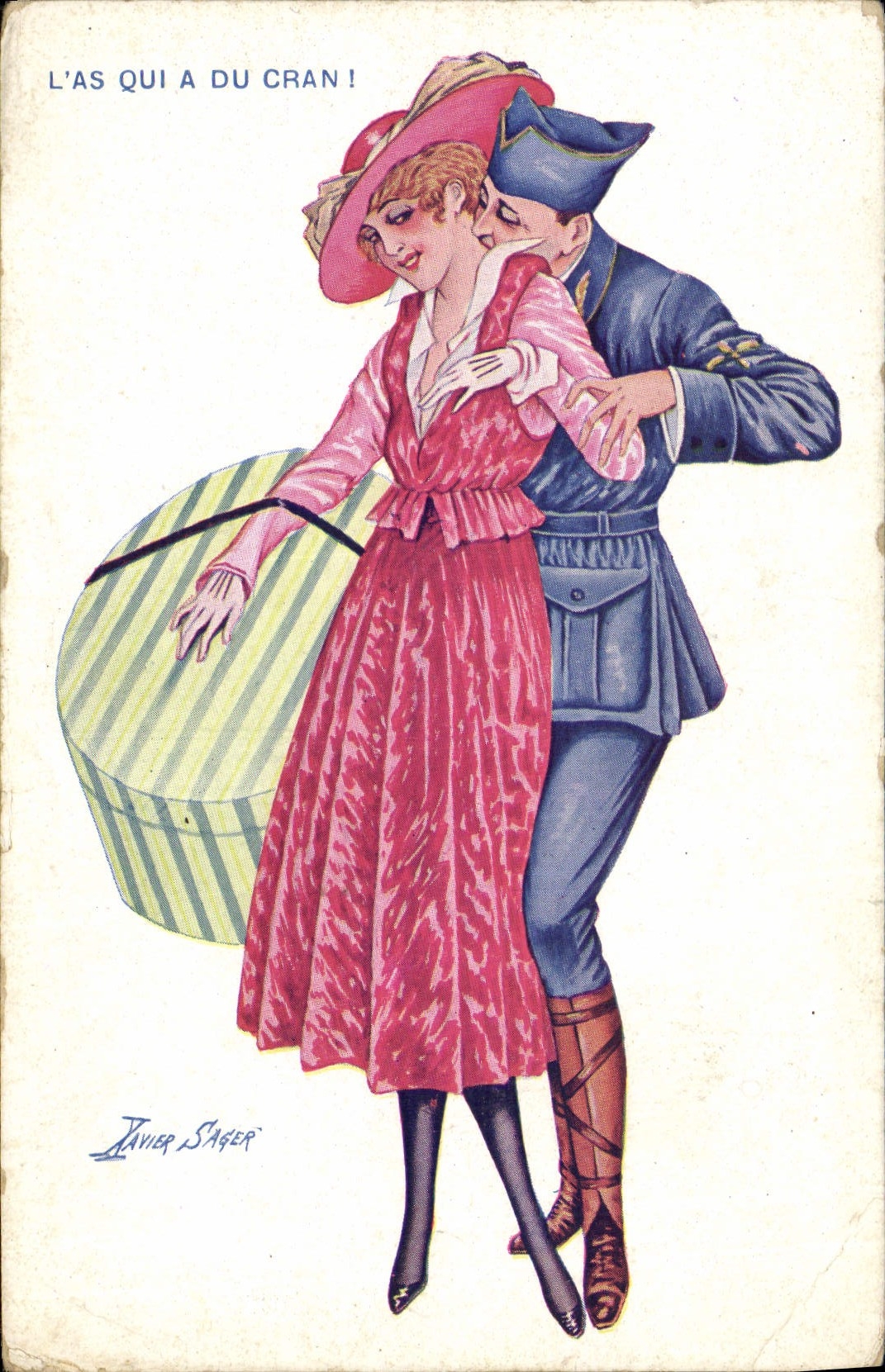 CPA Fantaisie Illustrateur Sager L'as qui a du cran Militaria 