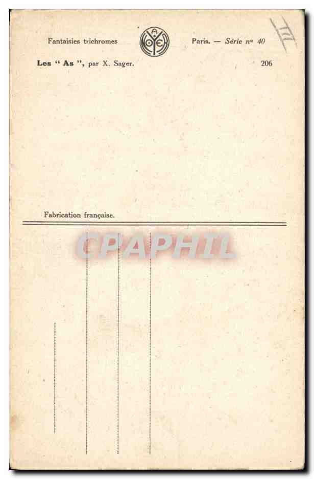 CPA Fantaisie Illustrateur Sager L'as qui a du cran Militaria  — Rückseite