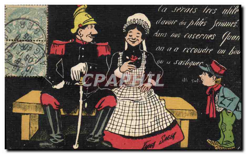 CPA Fantaisie Illustrateur Sager Militaria Femme 