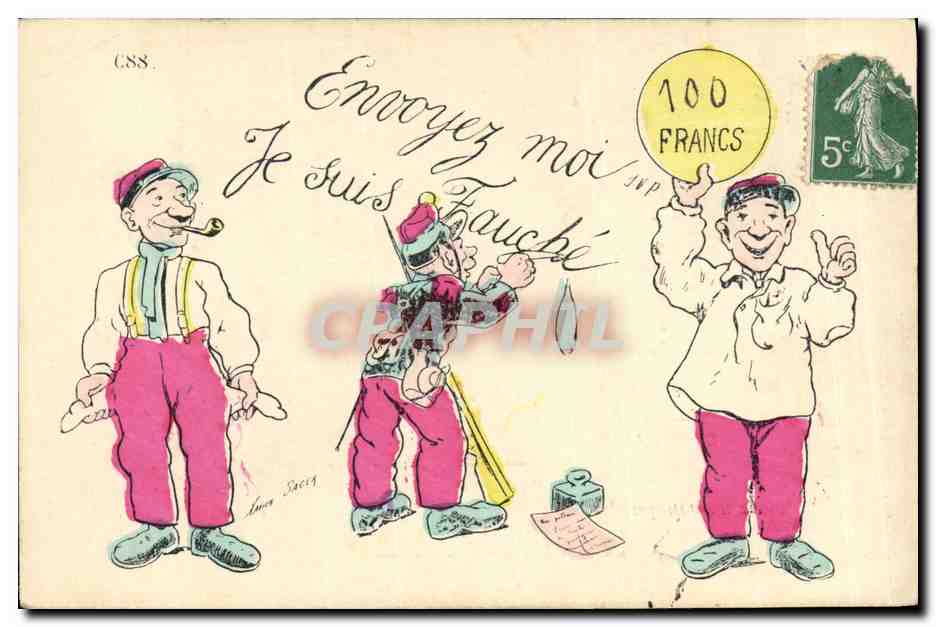CPA Fantaisie Illustrateur 100 Francs Sager Militaria 