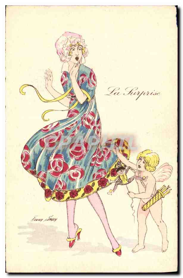 CPA Fantaisie Illustrateur Sager Femme Anges La surprise 