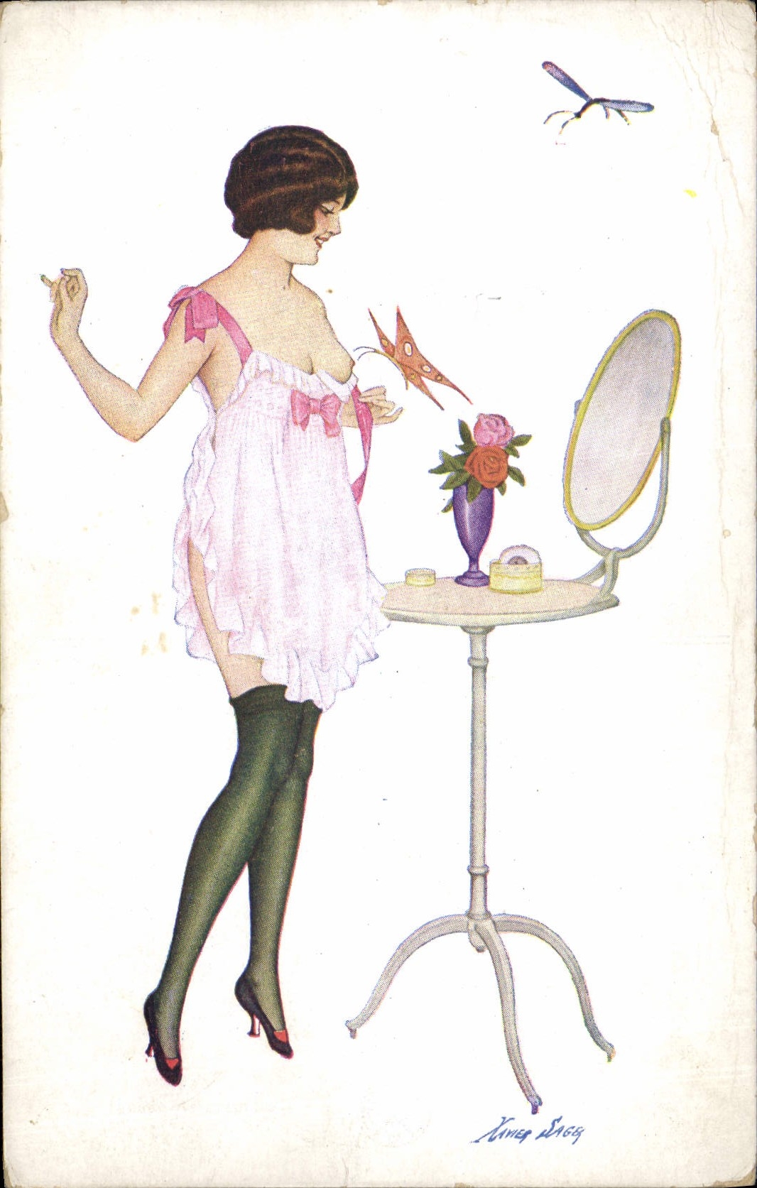 CPA Fantaisie Illustrateur Sager Femme 