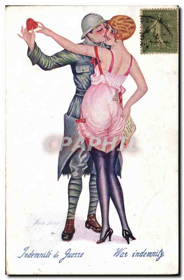 CPA Fantaisie Illustrateur Sager Femme Indemnite de guerre Militaria 