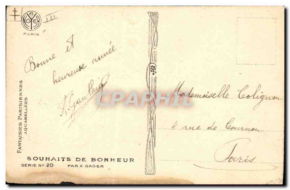 CPA Fantaisie Illustrateur Sager Femme Bonne annee  — Rückseite